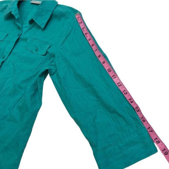SagHarbor Turquoise Metallic Striped Button Down Shirt - Picture 10 of 12